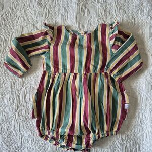 Ruffle Butts girls 18-24 months Jolly stripe flutter bubble romper, EUC